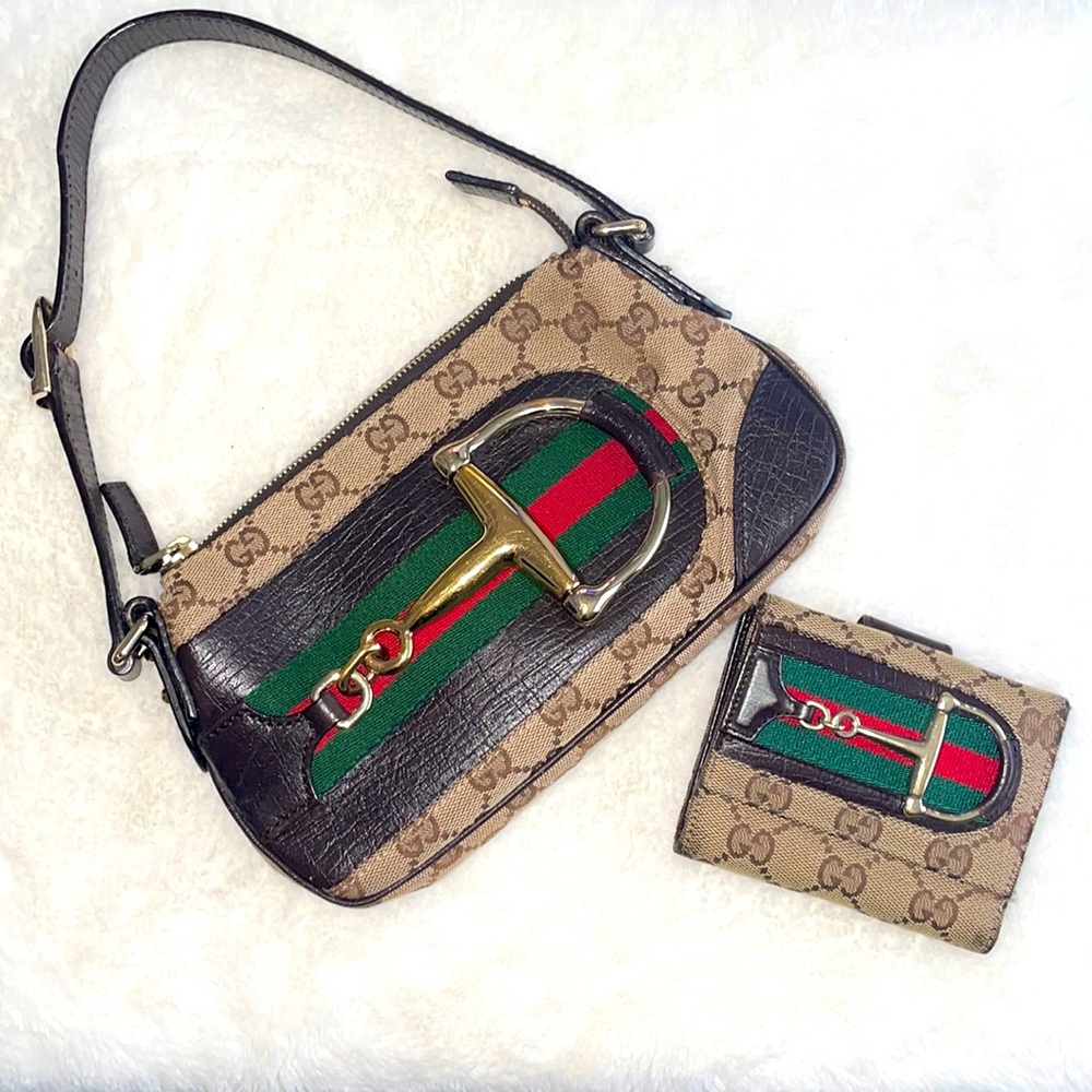 Gucci horsebit shoulder bag with matching wallet